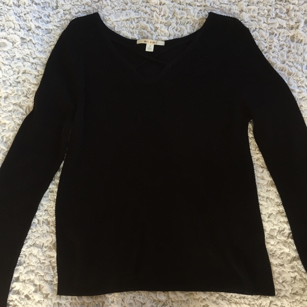 Black Cross Front Sweater